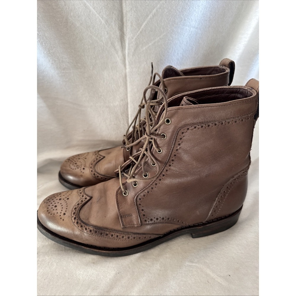 Allen Edmonds Mens DALTON Brown Leather Wingtip Dress Boots 10 D Oxford Lace Up